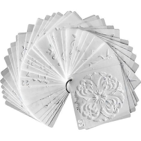 36 pochoirs pour carreaux, pochoirs mandala, modèles de dessin, pochoirs mandala à points, pochoir mandala - 9 x 9 cm - Blanc (1/3)