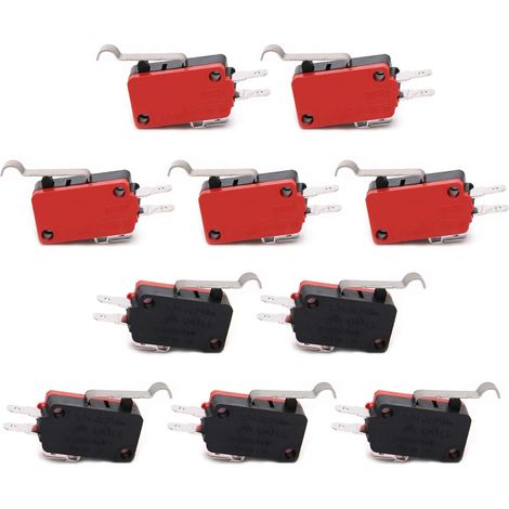 Micro interrupteur de limite Momentaire Bent Arm SPDT Snap Action LOT pour Arduino 250V 16A V-154-1C25 Pack de 10 (1/5)