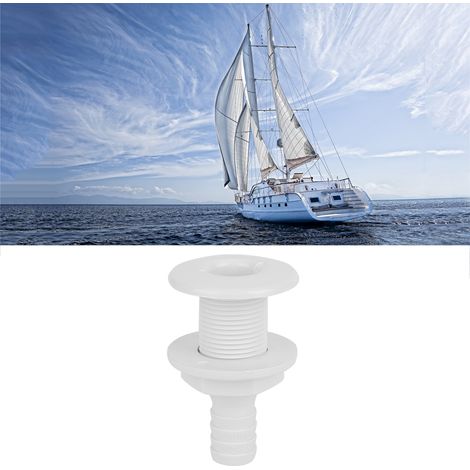 Raccord d'échappement marin traversant en plastique 3/4 po, bouchon de sortie de vidange pour bateau, blanc (1/5)