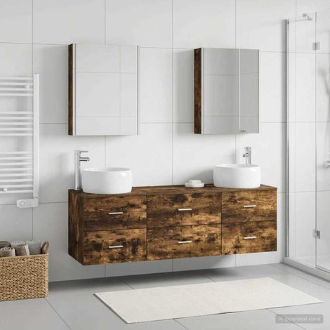 vidaXL Bathroom Furniture Set 5 pcs Smoked Oak (1/5)