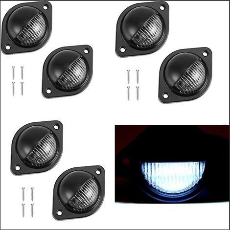 Lot de 6 feux de plaque d'immatriculation à LED - 4 W, 3 LED SMD, feux arrière étanches, éclairage de plaque d'immatriculation (2 pièces) pour remorque, camion, voiture, caravane 12 V/24 V (1/5)