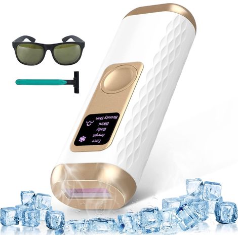 Dispositivo per la rimozione dei peli a luce pulsata intensa (IPL), epilatore laser, con 999.900 impulsi, 2 modalità e 5 livelli di energia, per donne e uomini, viso/braccia/gambe/ascelle/zona bikini.