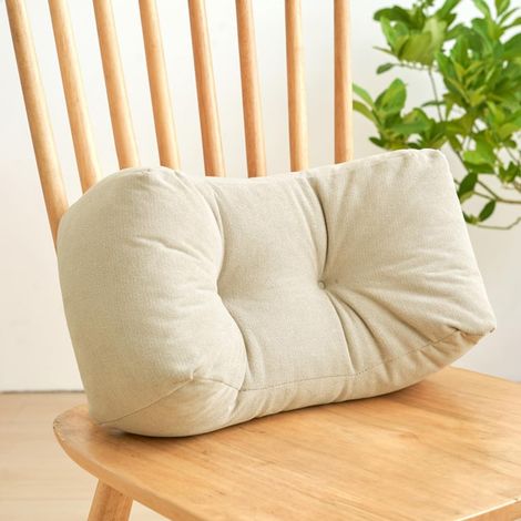 Ergonomic Lumbar Pillow – Back Support Cushion, Soft and Comfortable, Chair Cushion for Office, Car and Home Cream White (1/2)