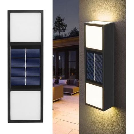 Lampe Solaire Extérieur LED Applique Murale Étanche Sans Fil Éclairage pour Jardin Terrasse Décoration Moderne-Lumière Chaude (1/5)