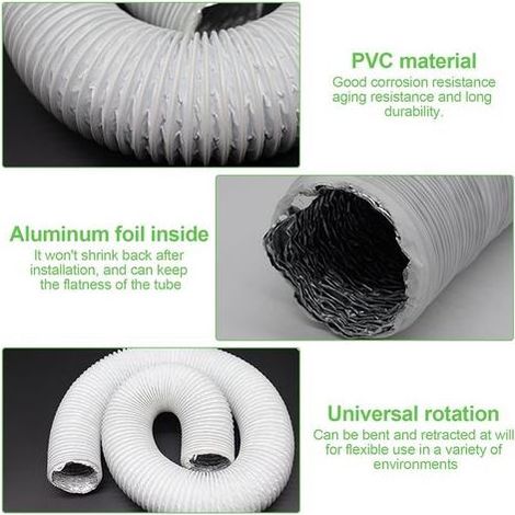 Tuyau d'évacuation Diamètre de 150 mm Longueur 6 m Gaine Ventilation en Aluminium Tuyau D'évacuation D'air de Serrage en Acier pour Climatisation Déshumidificateur Extracteur (1/5)