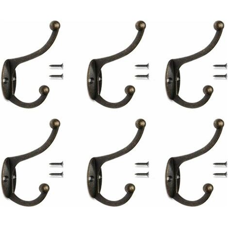 royaluxe- Norcks 6PCS Patère Porte Manteau Murale Vintage Crochet Métal De Porte Chapeau Crochet Rétro Pour Porte-Manteau Salle De Bain Cuisine Fonte De Fer Laiton Bronze Design