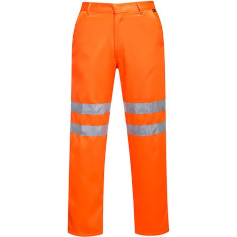 Pantalones de polialgodón AV RIS de tiro regular con cintas reflectantes media pierna RT45 5XL Naranja