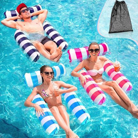 Flottant Hamac Gonflable, Flotteur Gonflable Piscine 4 -en- 1 Flottant de Inclinable Flotteur Hamac Hamac d'eau Jouets de Piscine pour Plage Partie Vacances (1/4)