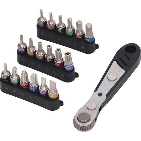 Clé à cliquet 19-en-1, embouts de tournevis à anneau de couleur en acier S2, outillage de bricolage (contactez-nous pour emballage bulle avant commande). (1/5)