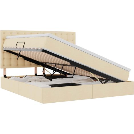 Maison Exclusive - Lit de rangement LED avec matelas Crème 160 x 200 cm Tissu