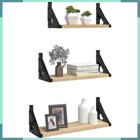 836319 Ensemble d'étagères murales 3pcs chêne sonoma bois d'ingénierie (1/5)