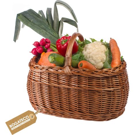 BOGATECO Panier Osier Naturel Courses Pique-Nique 45x30x32 cm (1/5)
