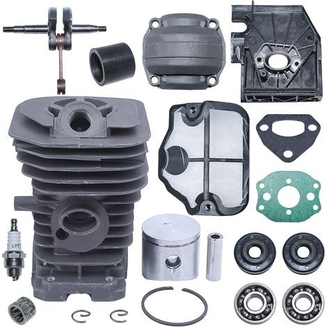 Cylinder Crankshaft Engine Base Piston Kit For Husqvarna 136 137 141 142, 38mm, Cylinder, Crankshaft, Piston, Pin, Ring, Circlip, Carburetor Adaptor Bracket, Engine Pan Base (1/5)