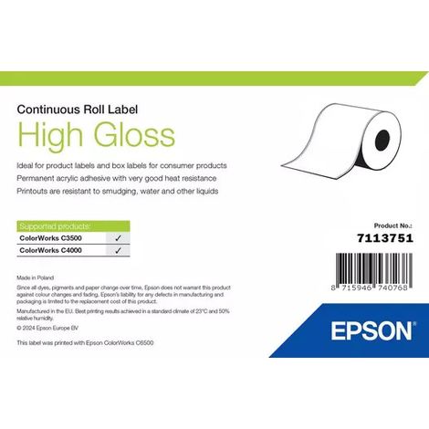 Epson High Gloss Label - Continuous Roll: 102mm x 33m 7113751