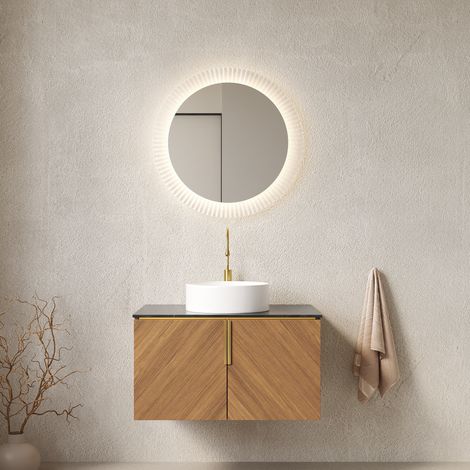 Mobile bagno lavabo in ceramica 76 cm nero OKMYHOME (1/5)