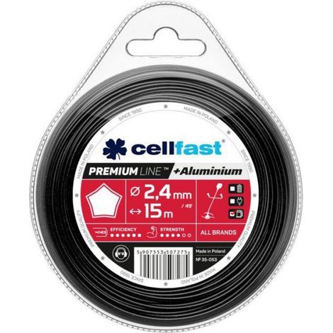 Fil Pour Débroussailleuse - Étoile - 2,4 mm - 15 m - Renforcé Aluminium