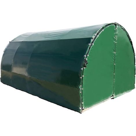 Abri de jardin métal 3x4m – Structure en acier galvanisé 32mm – Bâche PE 200µ anti-UV – Hauteur faîtière 2,10m – Plastidis (1/4)