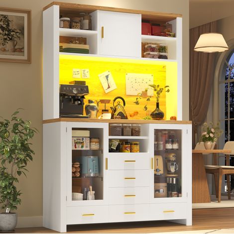 Buffetschrank mit LED und Stauraum 120x40x180 cm MDF OKMYHOME (1/5)