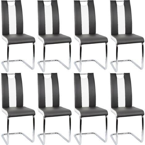Set de 8 Sillas de Comedor de Estilo Moderno, Sillas de Cocina de Piel Sintética con Asiento Ergonómico, Negro (1/5)