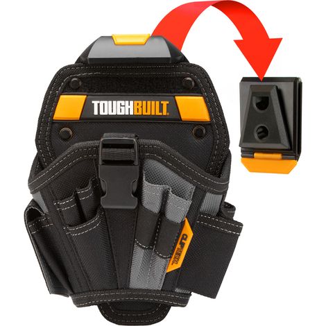 Toughbuilt – Pochette porte-outils en polyester noir – 13 poches – Système ClipTech™ Hub™ pour fixation ceinture – Électricien, rangement efficace