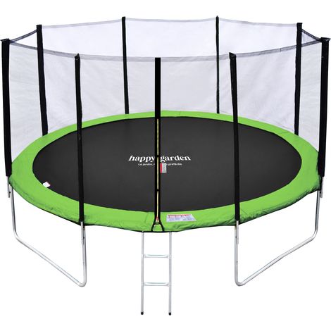Cama elástica de 430cm reversible verde/azul, Pack trampolín MELBOURNE + red de seguridad + escalera + lona + kit de anclaje.