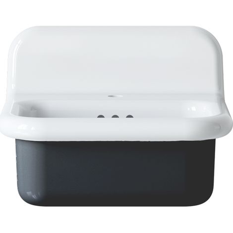 Lavabo rétro en céramique 50 cm - True Colors Lite - Arrondi - Gris Foncé Brillant (1/5)