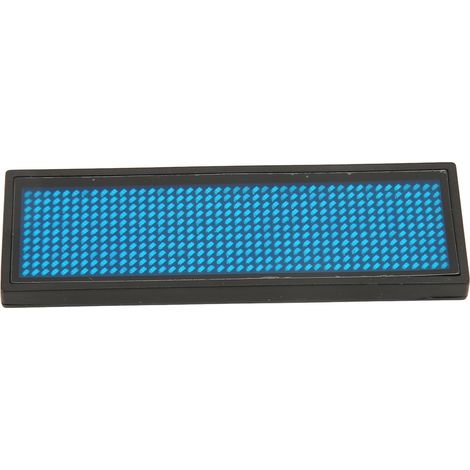 Porte-badge LED défilant bleu, 4 niveaux de luminosité, avec écran magnétique pour cartes de visite, idéal pour hôtels et restaurants.