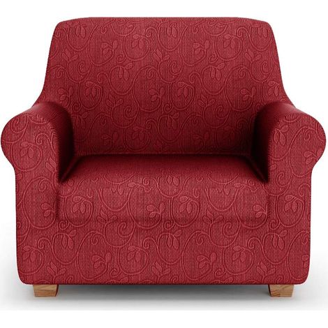 Housse de canapé, Housse de canapé Extensible, Housse de Fauteuil, Bordeaux, Tissu Jacquard, 100% Fabriqué en Italie (1/5)