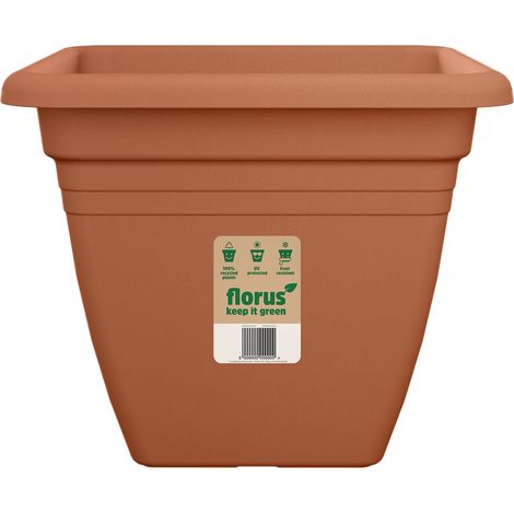 Florus Mediterran Quadro Pot De Fleurs 30 - Beige - L 30 x B 29.5 x H 0 cm - extérieur - 100% recyclé