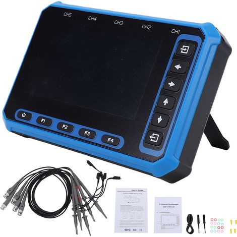 Oscillometro digitale portatile a 5 canali con schermo da 2,8 pollici, larghezza di banda di 1 MHz, frequenza di campionamento di 3 MHz per segnali a bassa frequenza, rilevamento automatico dello stat (1/5)