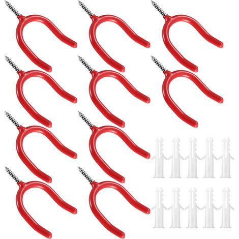10 Pcs Crochet Mural Garage, Support Velo Mural, Accroche Velo Mural, Crochets de Rangement pour échelle de Garage, Crochets Muraux Robustes pour Vélos Outils électriques Jardin (1/5)
