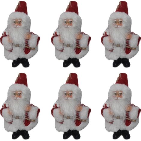Babbo natale rosso set da 6 decorazioni addobbi natalizie per albero di natale 12 cm idea regalo per natale capodanno festività (1/5)