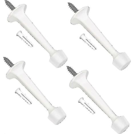 Lot de 4 butées de porte robustes en métal rigide et solide, fixation murale, 7,5 cm - DF (1/4)