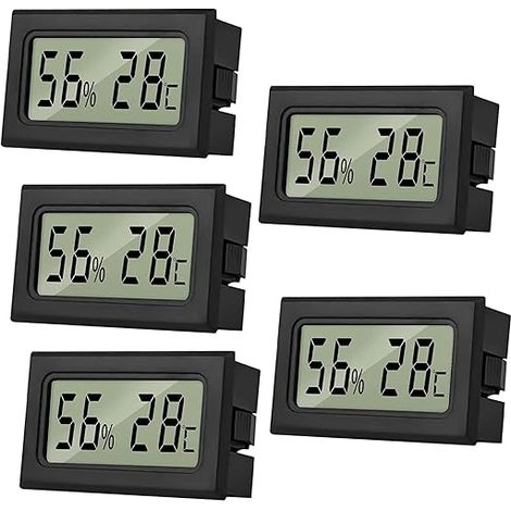 5 Digital Thermometer Innen Hygrometer Mini Hygrometer Thermometer Innen Reptilien Digitaler Hygrometer, für Büro, Küche, LCD-Thermometer Inkubator, Thermometer Gewächshaus
