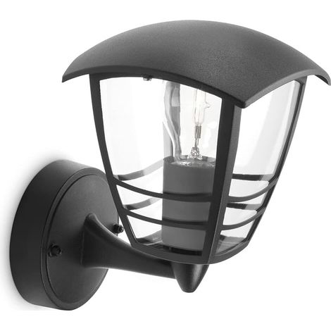 Applique d'extérieur LED, éclairage extérieur, ampoule A60 (lumière chaude par défaut), noir sable, convient pour l'éclairage de jardin et de terrasse, filetage E27 [Classe d'efficacité énergétique A]