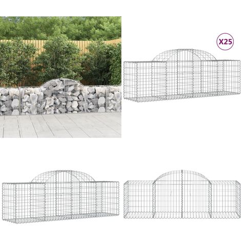 Gabionen mit Hochbogen 25 Stk. 200x50x60/80 cm Verzinktes Eisen - Gabionen - Gabionenkorb - Gartendeko - Zaun - Sichtschutz - Home & Living (1/5)