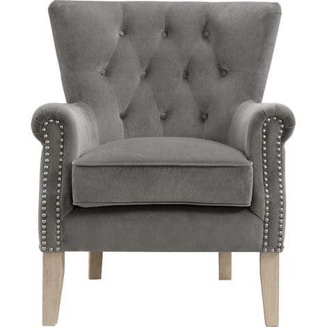 Dorel-Chaise longue rembourrée en tissu gris (1/4)