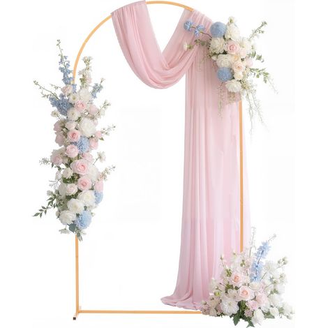 Arche de Mariage 2,2x1,2 m Support de Fond Arche Structure Stable Métal pour Décoration de Mariage, Anniversaires, Remises de Diplômes, Fêtes, Cérémonies, Célébrations, avec Tubes Carrés, Doré (1/5)