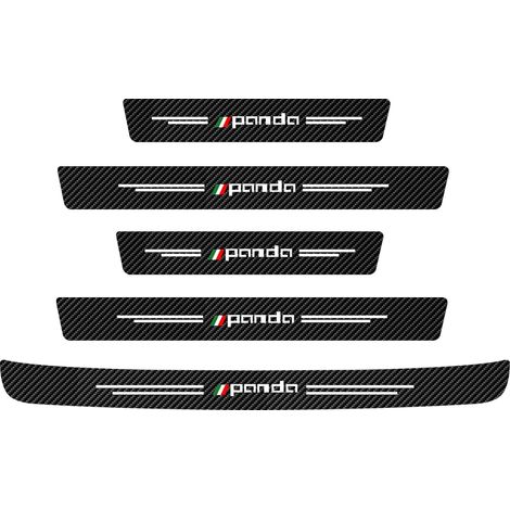 (Panda) Lot de 5 protections de seuil de porte en fibre de carbone pour Fiat Panda : protections de pare-chocs arrière et de coffre,autocollants en cuir Accessoires inclus (1/3)
