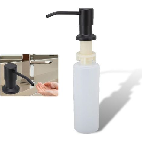 Sollbry 350ml Küchenseifenspender mit integriertem Seifen- oder Lotionspender für die Spüle, 360° multifunktionaler Küchenseifenspender (Schwarz) (1/5)