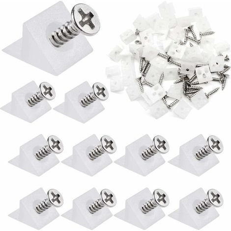 80 Pièces Cales de Réparation, Renfort Tiroir Équerre, Stabilisateurs de Tiroir, Cale Plastique D'Angle avec Vis, pour Armoires, Tiroirs ( Blanc ) (1/5)