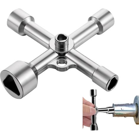 Chiave triangolare a 4 vie, 5 misure, diametro interno 5 mm/8 mm/9 mm/10 mm/13 mm, chiave multiuso per idraulici, per quadri elettrici, argento (1/5)