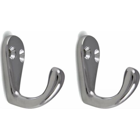 2 polished chrome screw hooks, height 41 mm, for kitchen and bathroom furniture, towel racks, coat racks (1/3)