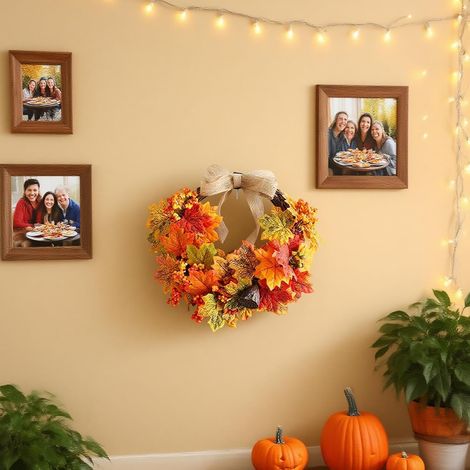 Couronne d'automne - Décoration de 46 cm pour Halloween - Ornement (1/4)