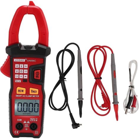Multimètre à pince numérique avec rétroéclairage LCD, type à boutons-poussoirs, lampe torche, testeur de tension et de courant pour appareils électriques