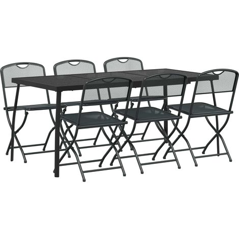 Gartenmöbel Set 7 pcs Anthrazit Eisen und Stahl vidaXL