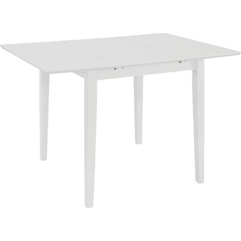 Table à manger rectangulaire extensible bois et hévéa massif blanc Linkeo (1/5)