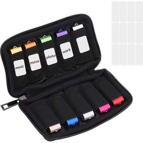 USB-Aufbewahrungsbox, Aufbewahrungstasche, Flash-Laufwerk-Tasche, Speicherkarten-Organizer, 10-Steckplatz-Gehäuse für SD-Karten, Schwarz (1/5)