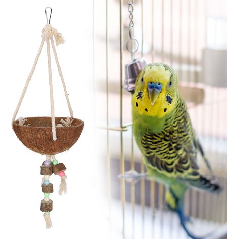 Cage suspendue en noix de coco, nid d'oiseau en coquillage, balançoire pour perroquet, jouet de dentition, accessoires pour animaux de compagnie (1/5)