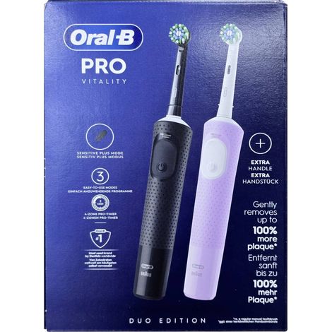 Cepillo de dientes para adultos Braun Oral-B Vitality Pro Duo, rotatorio-oscilante, negro, azul y blanco (1/2)